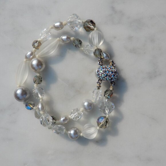Swarovski Crystal, Glass Bead, and Faux Pearl Bracelet - Picture 1 of 6